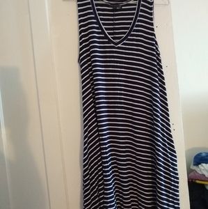 Blue and white striped dress